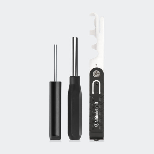 AltitudeCraft Carbon Multi-Scraper Kit: pin punch, 3/16 inch hex nut driver and folding carbon scraper