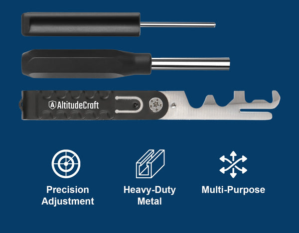 Render of the pin punch, hex nut driver and carbon multi-scraper with the scraper opened