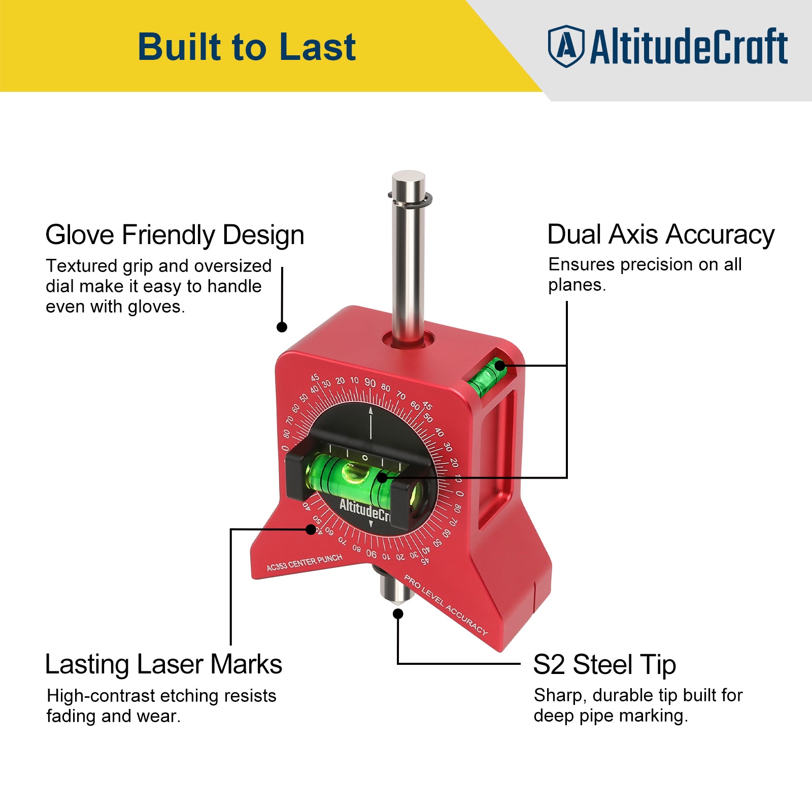 AltitudeCraft Precise Pipe Center Finder Punch Tool