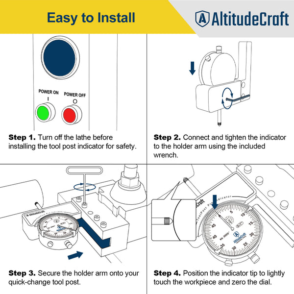 AltitudeCraft Lathe Tool Post Indicator Holder