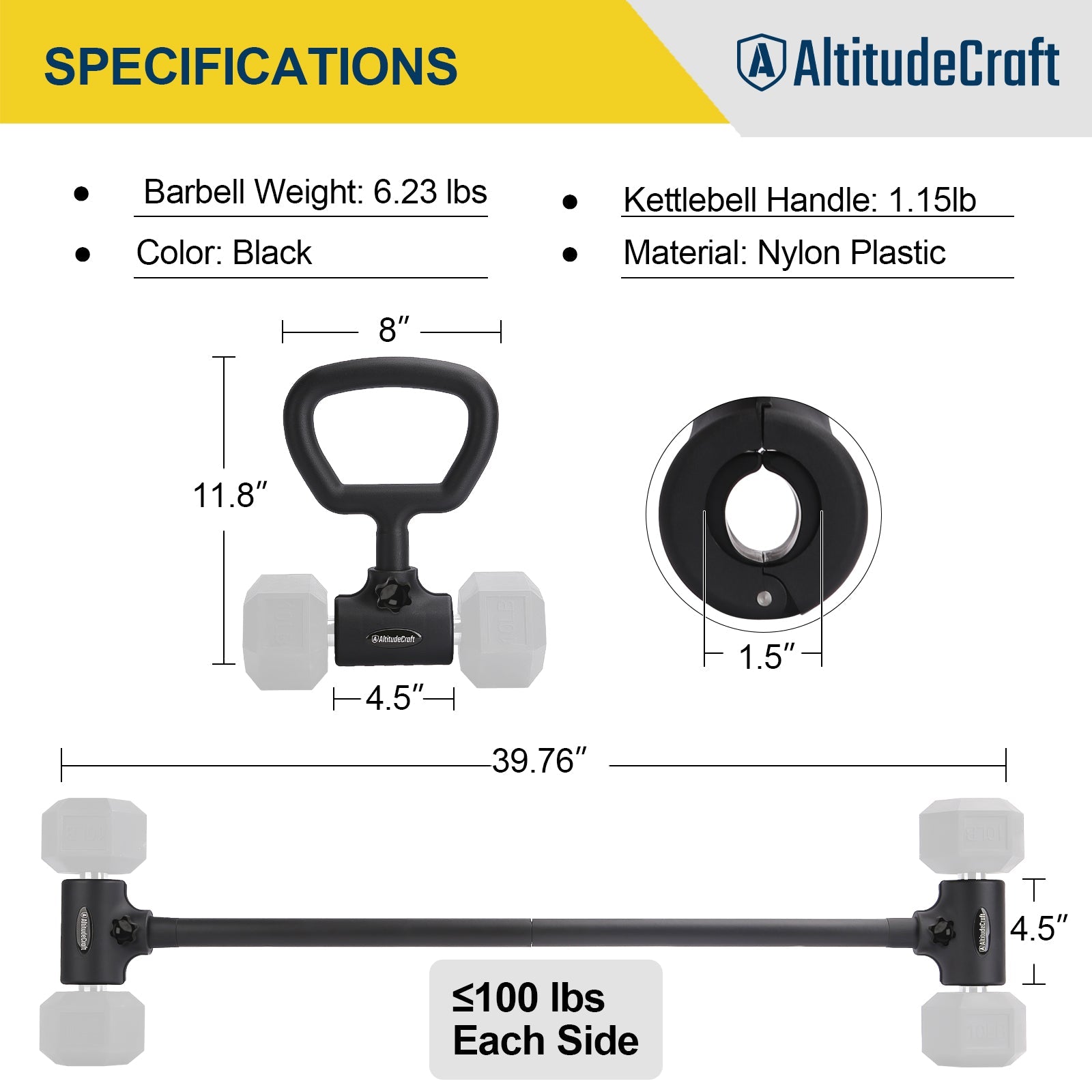 AltitudeCraft Dumbbell Barbell Converter Set - AltitudeCraft