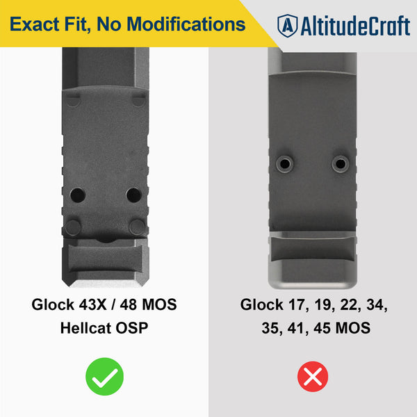 AltitudeCraft Precision Optic Adapter Plate for Glock 43X/48 MOS and Hellcat OSP, Mount Plate, Compatible with Holosun 407K/507K, Durable Titanium - AltitudeCraft