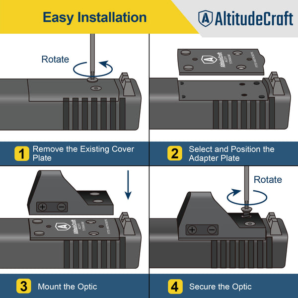 AltitudeCraft Precision Optic Adapter Plate for Glock 43X/48 MOS and Hellcat OSP, Mount Plate, Compatible with Holosun 407K/507K, Durable Titanium - AltitudeCraft