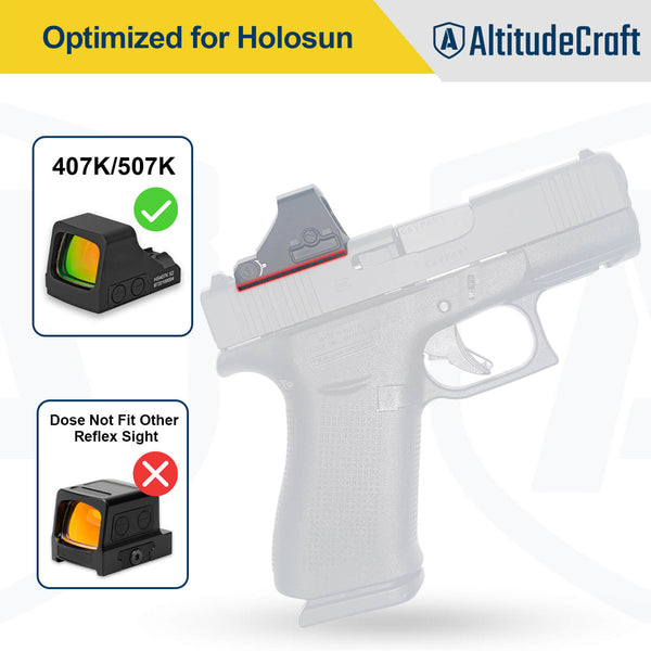AltitudeCraft Precision Optic Adapter Plate for Glock 43X/48 MOS and Hellcat OSP, Mount Plate, Compatible with Holosun 407K/507K, Durable Titanium - AltitudeCraft