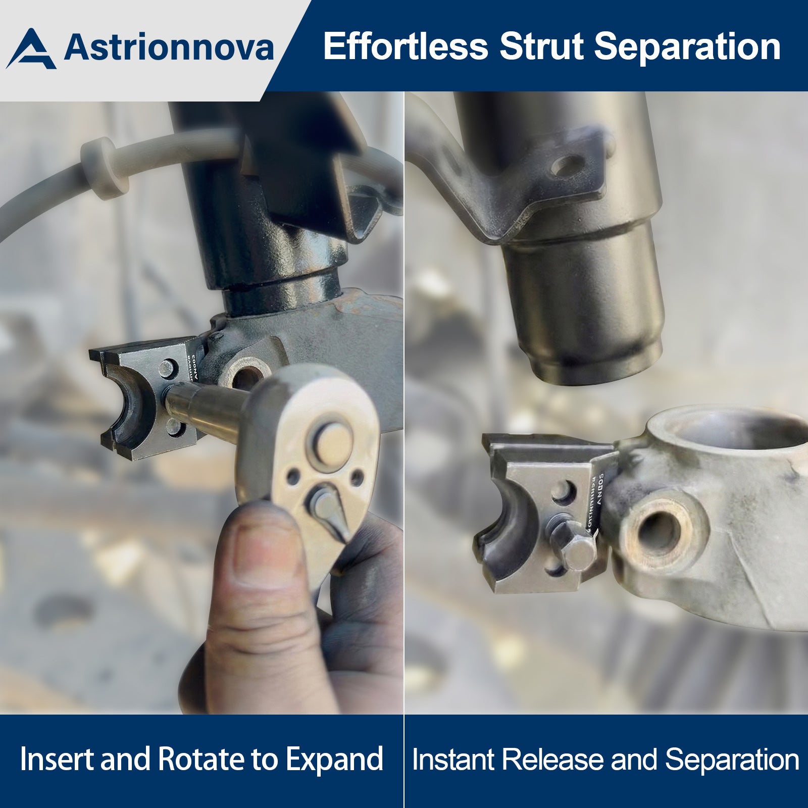 Effortless strut separation - insert and rotate for instant knuckle release