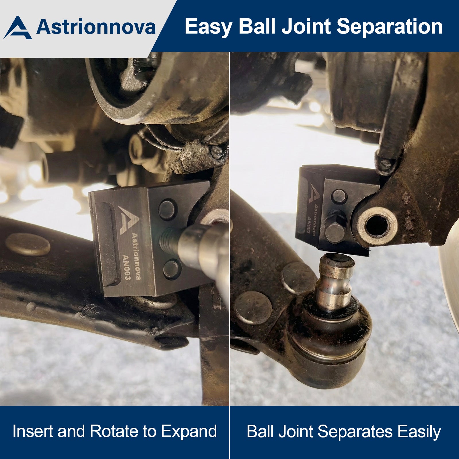 Easy ball joint separation on lower control arm with small end spreader
