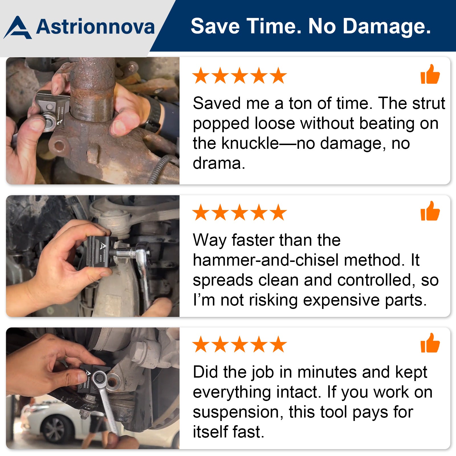 Customer reviews - save time no damage 5-star rated strut spreader tool